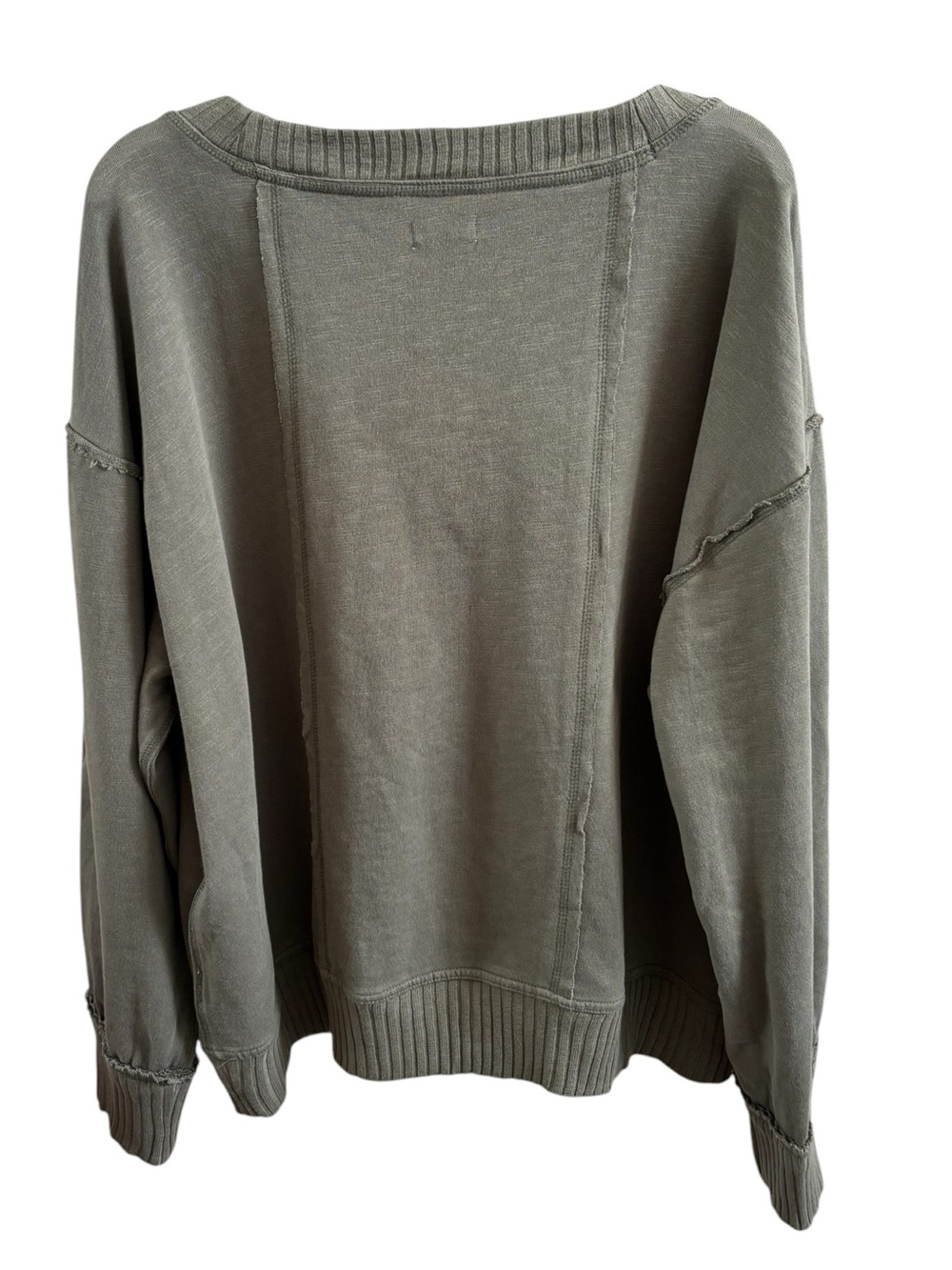 Pilcro/Anthropologie V-Neck Graphic Flea Market Sweatshirt in Pine Size XL. NWT - Picture 6 of 11